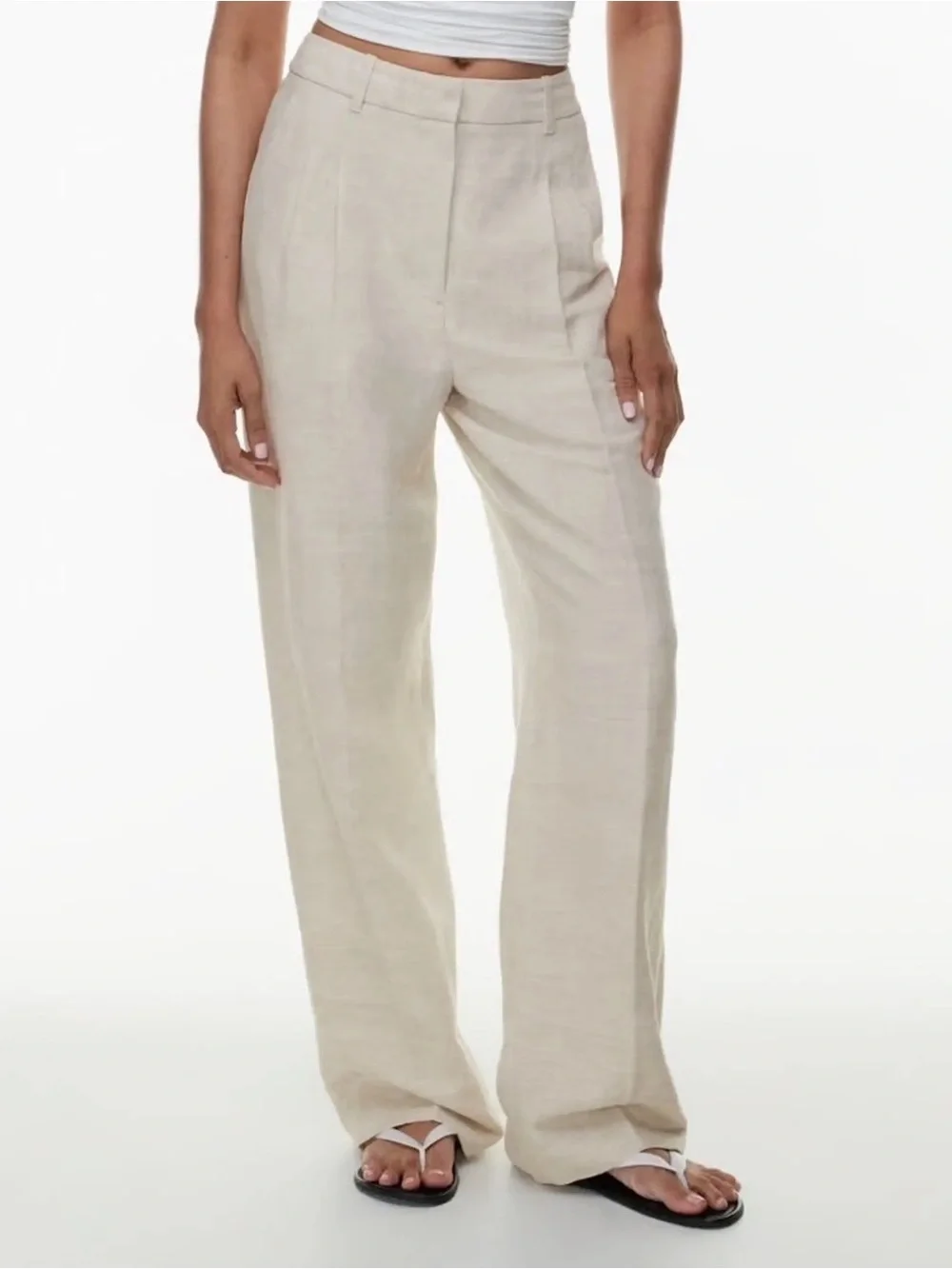 Wilfred Cropped High-Rise Wide-Leg Pants - Cream Size 2 Tencel Lyocell Linen